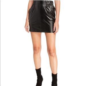 David Lerner x Evereve Pull on Pocket Skirt Black Faux Leather Medium